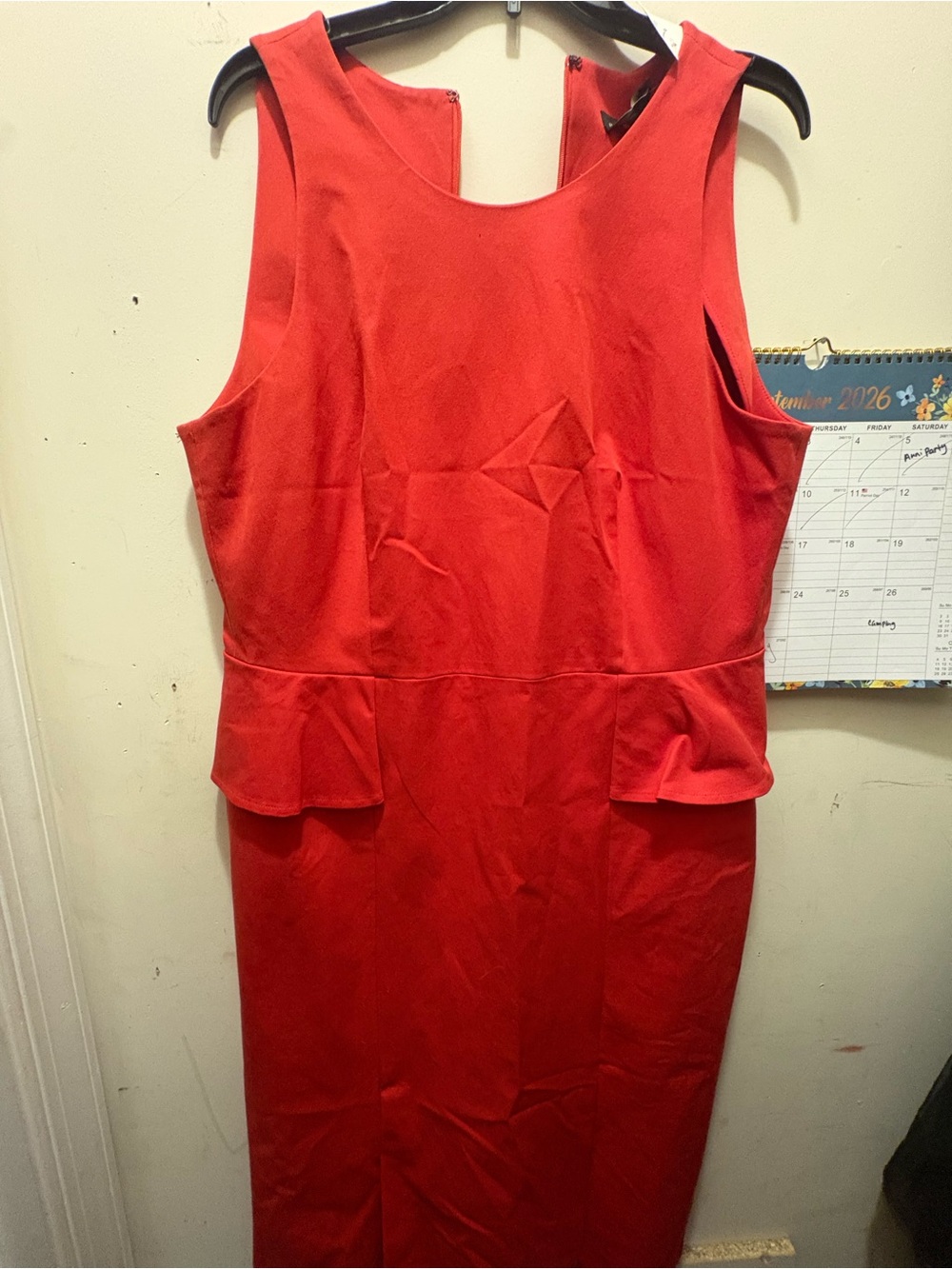 Banana Republic Red Sleeveless Peplum Midi Dress